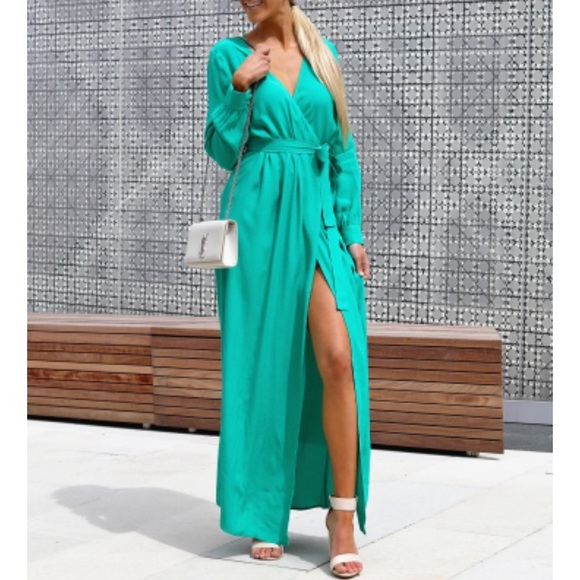 solid bardot wrap dress